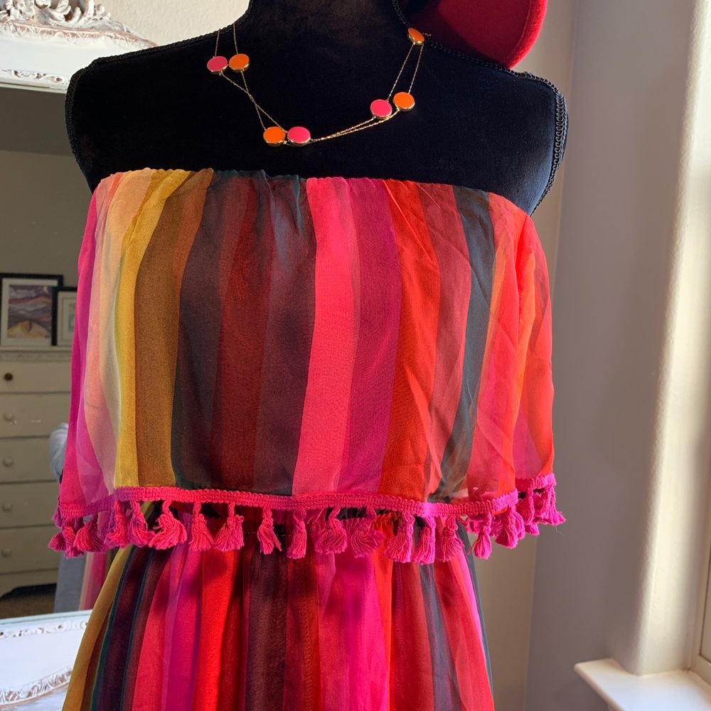 Aakaa Strapless Maxi Pink Multicolor Dress XS - Picture 6 of 7